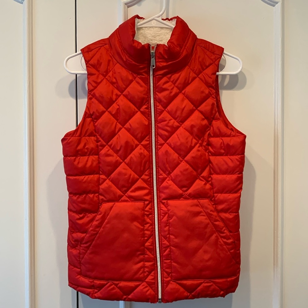 SO Red vest with faux fur inside